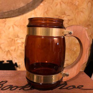 Vintage Siesta Ware Brown Barrel Wood Handle Mugs - Lot of 2
